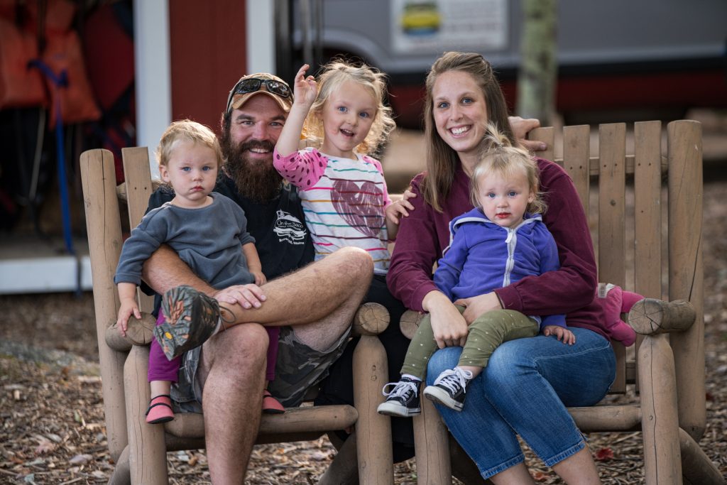 On the Saco Family Campground owners Tori and Jason along with their three daugthers.