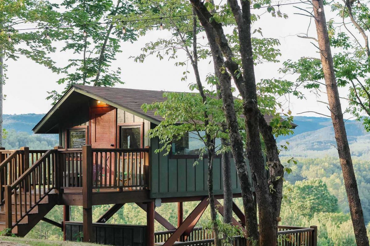 Mountain View Treetop Cabin at Yogi Bear's Jellystone Park Golden Valley over looks South Mountain State Park game lands.