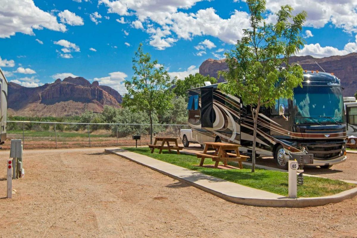 RV campsite at Moab Valley RV Resort & Campground in Moab, UT.