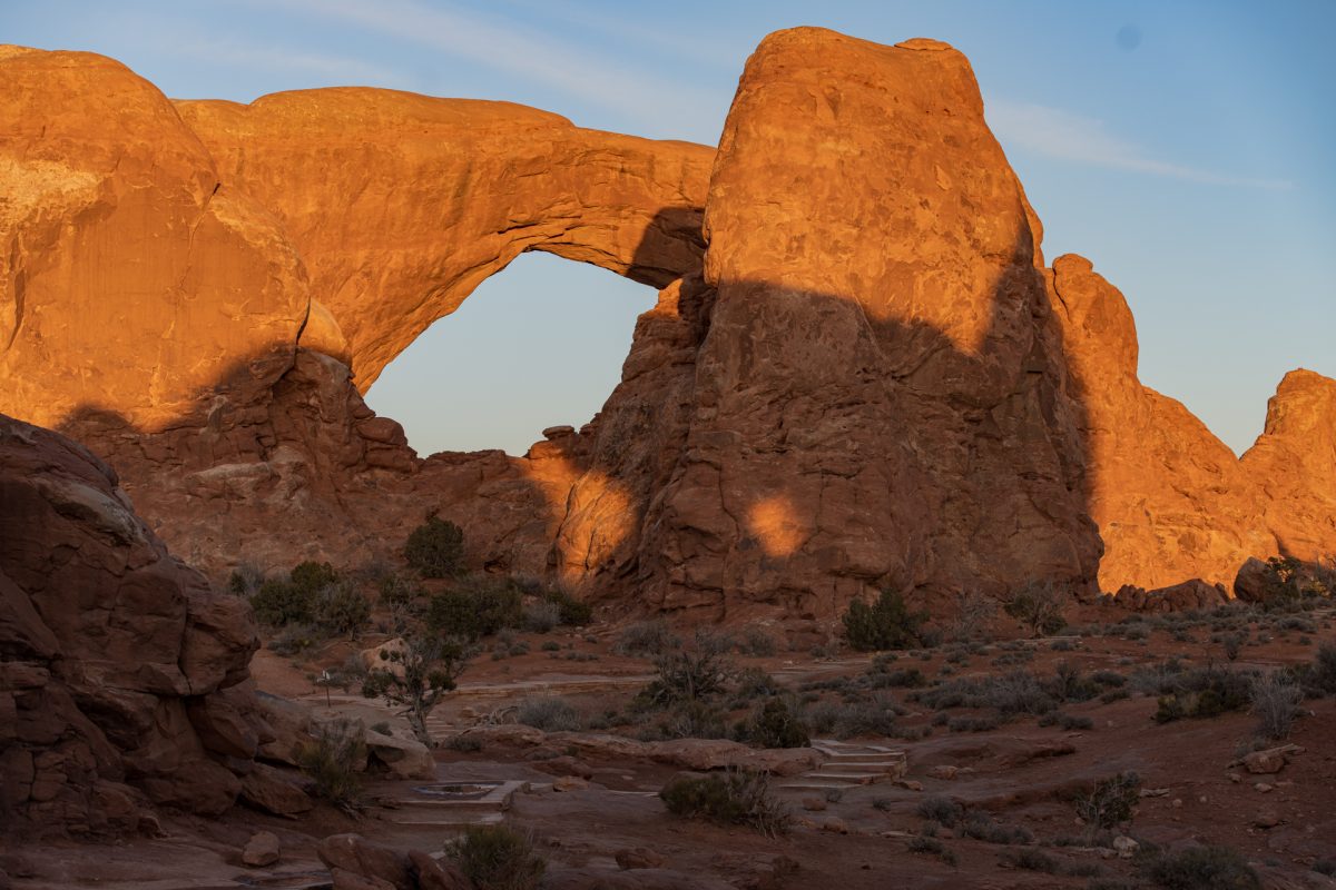 The South Window of the famous Windows Arches in Arches National Park in Moab, Utah.