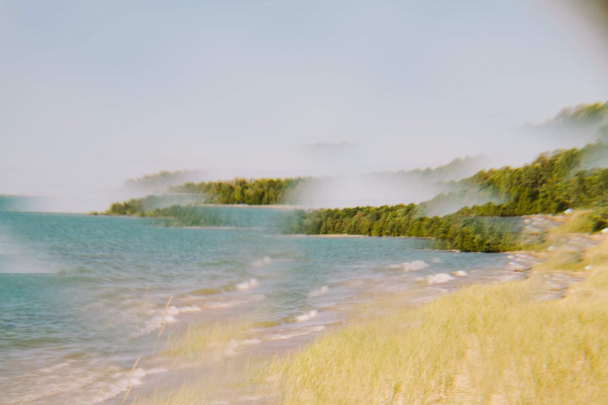 A trippy image of the shoreline of Lake Michigan at Fisherman's Island State Park in Northern Michigan.