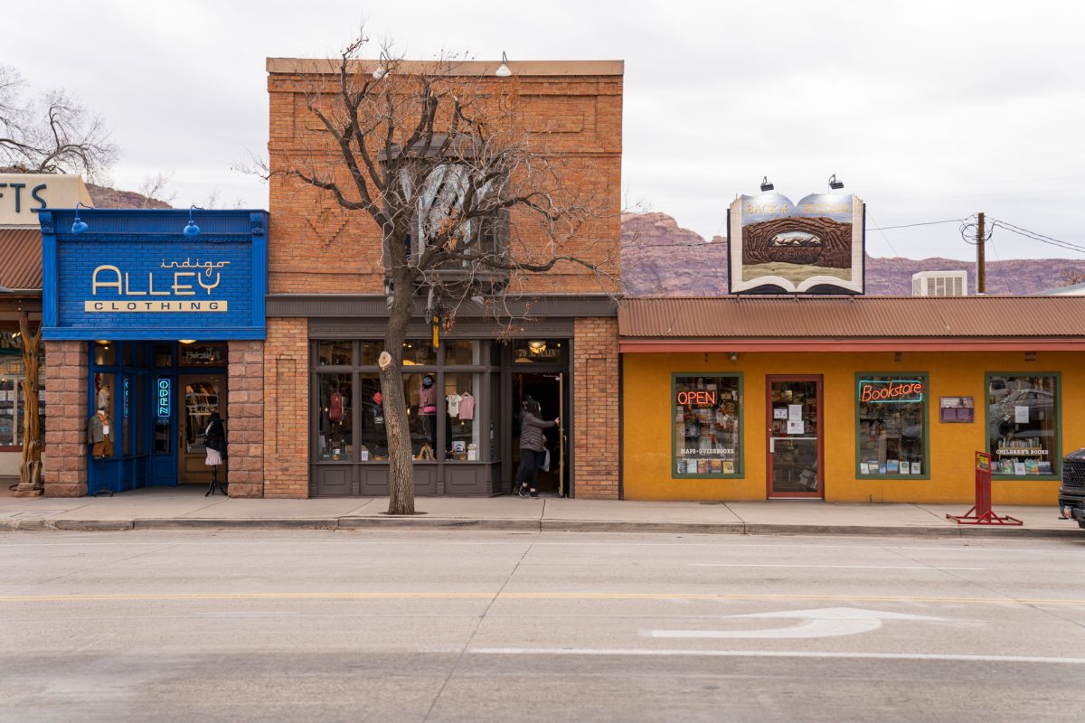 The storefront of Back of Beyond Books in Moab, Utah.