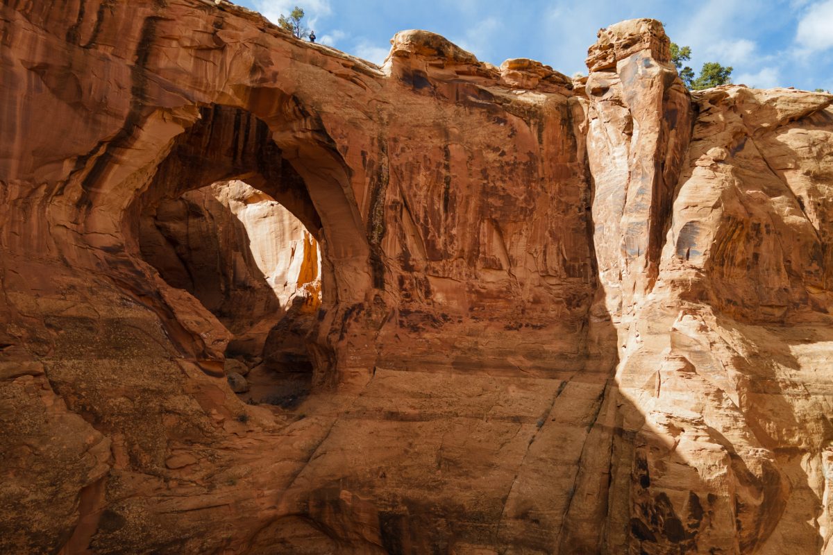 Gemini Bridges from below in Moab, Utah.