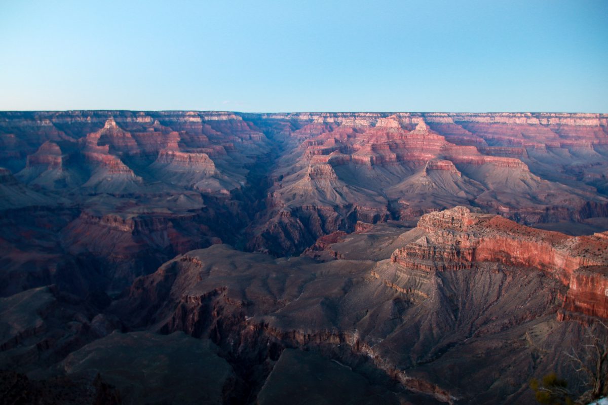 The Grand Canyon as seen from the South Rim at Grand Canyon National Park in Arizona.