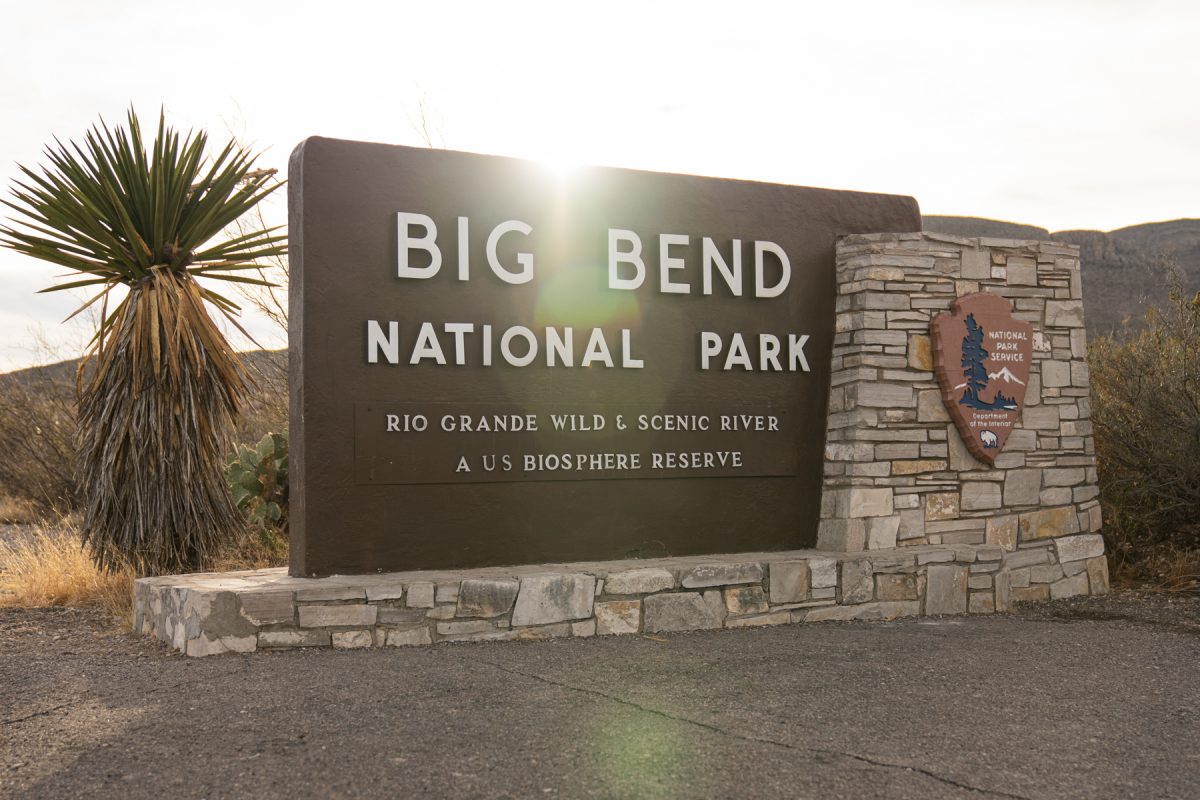 The sign of Big Bend National Park in Southern Texas.