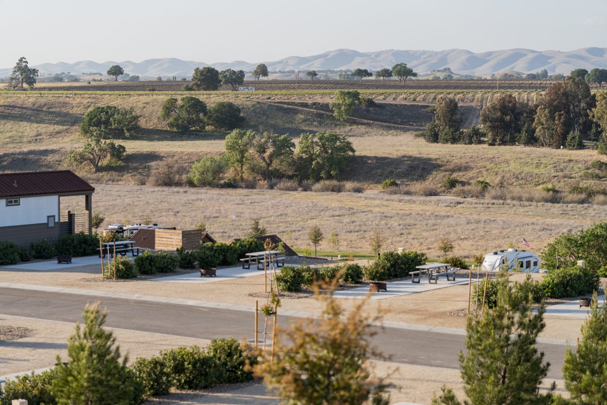 Campsites at Cava Robles in Paso Robles, California.