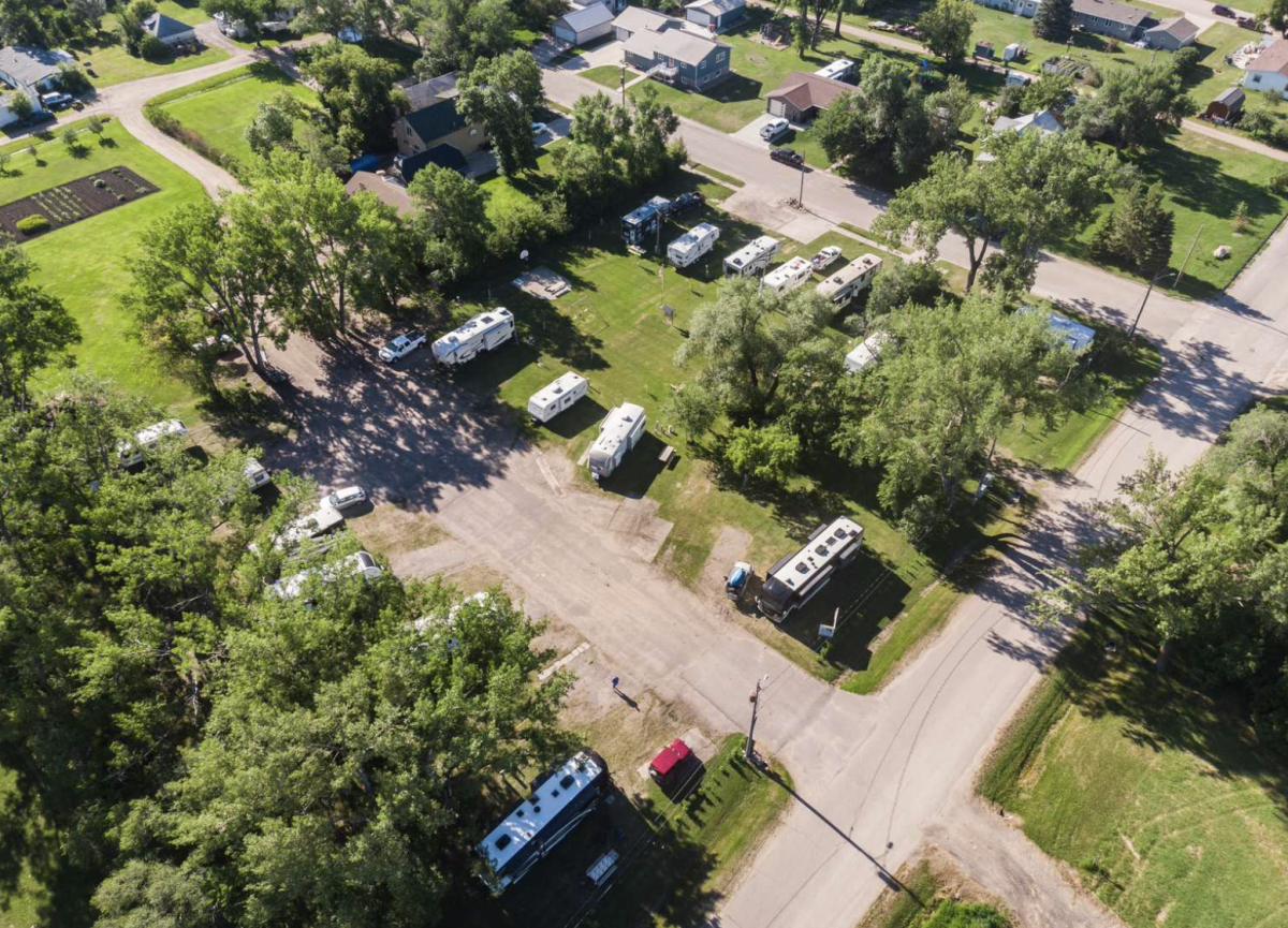 Ariel shot of RV area at Schuster RV park.