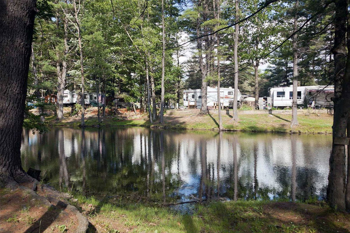 RV next to water in Adirondack New York