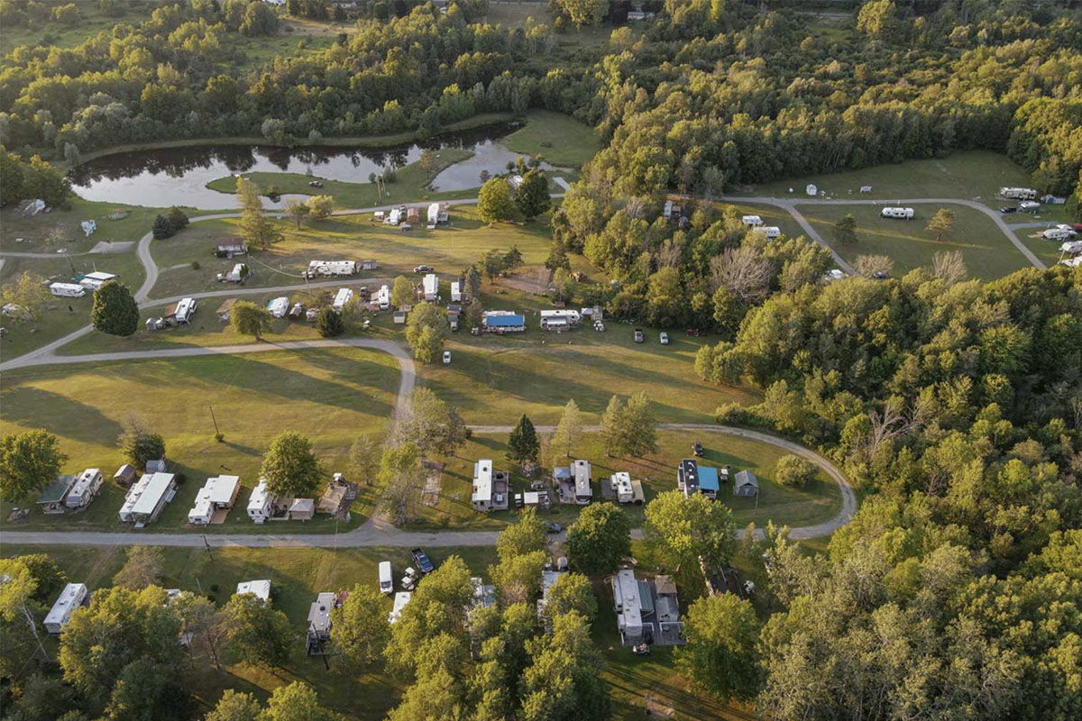 Drone of RVs at Finger Lakes Campground