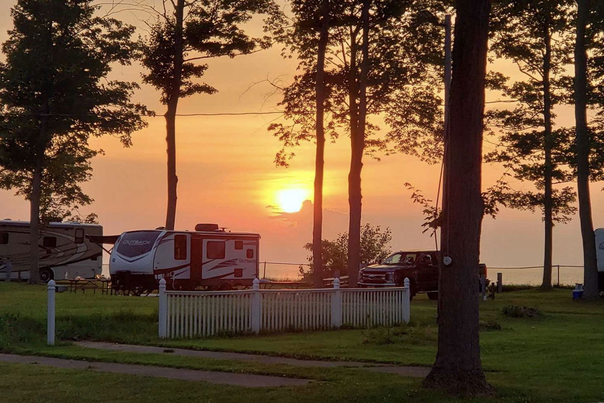 Sunset with RV at Niagara Shores Campground