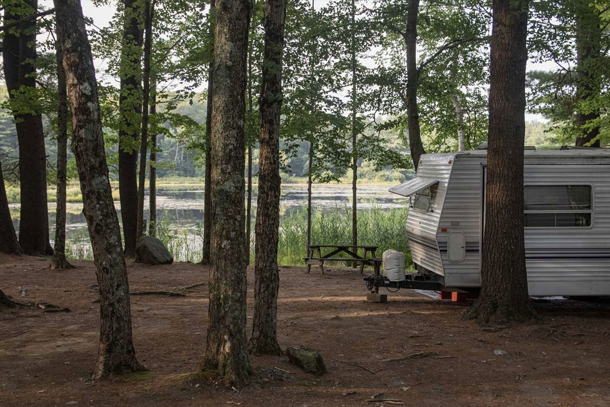 RV next to water in Greenfield Center, New York