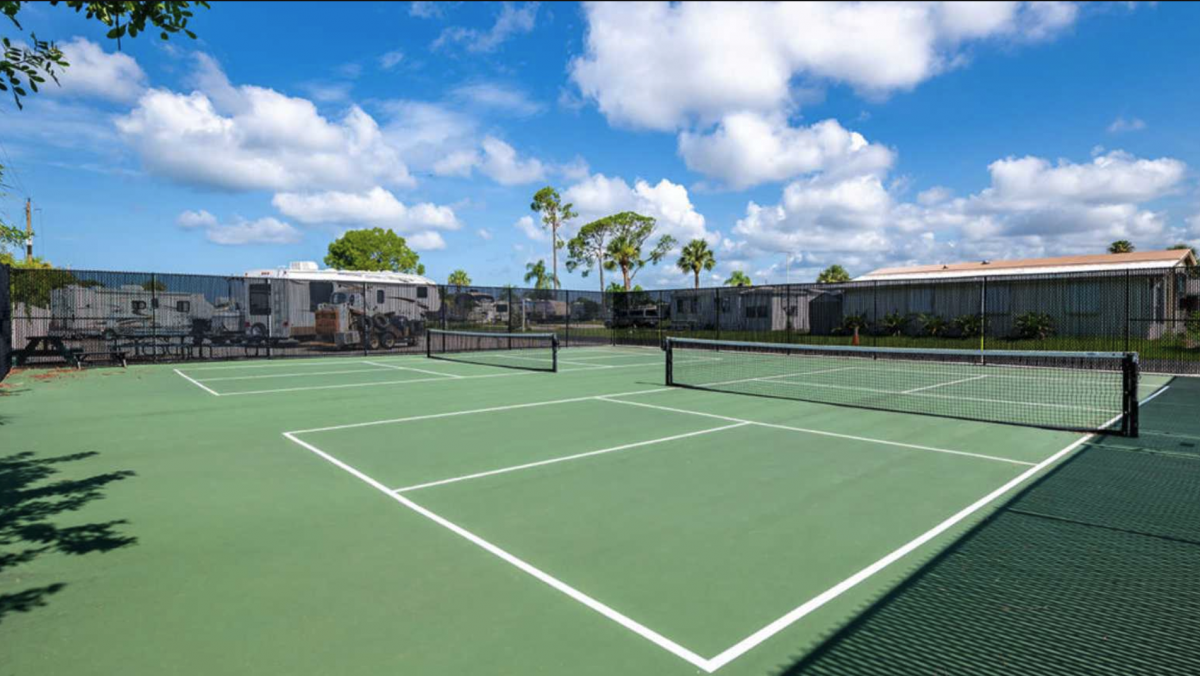 The pickleball courts at Lake San Marino RV Resort (55+) Naples, Florida