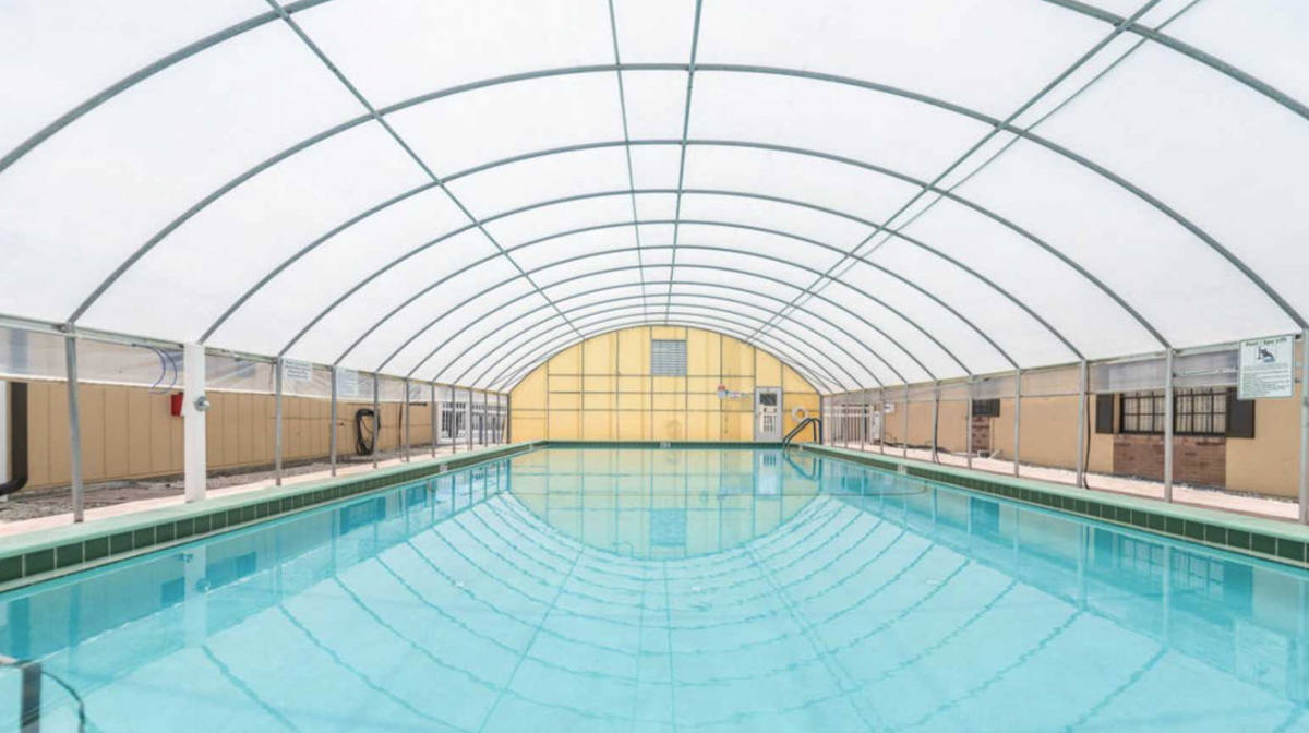 The pool at Rainbow Village of Zephyrhills RV Resort (55+) in Zephyrhills, Florida