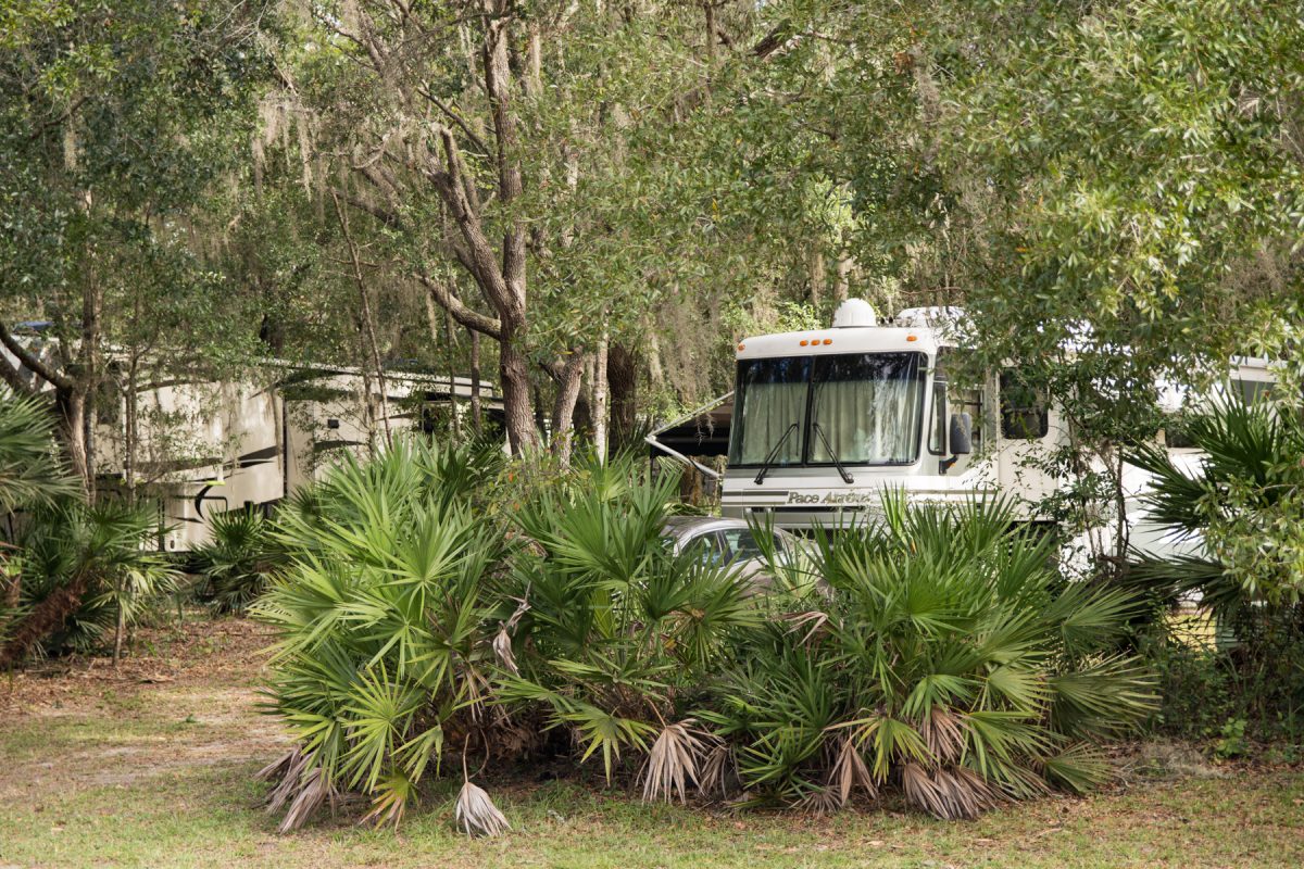 RV site at Rock Crusher Canyon RV Resort in Crystal River, Florida