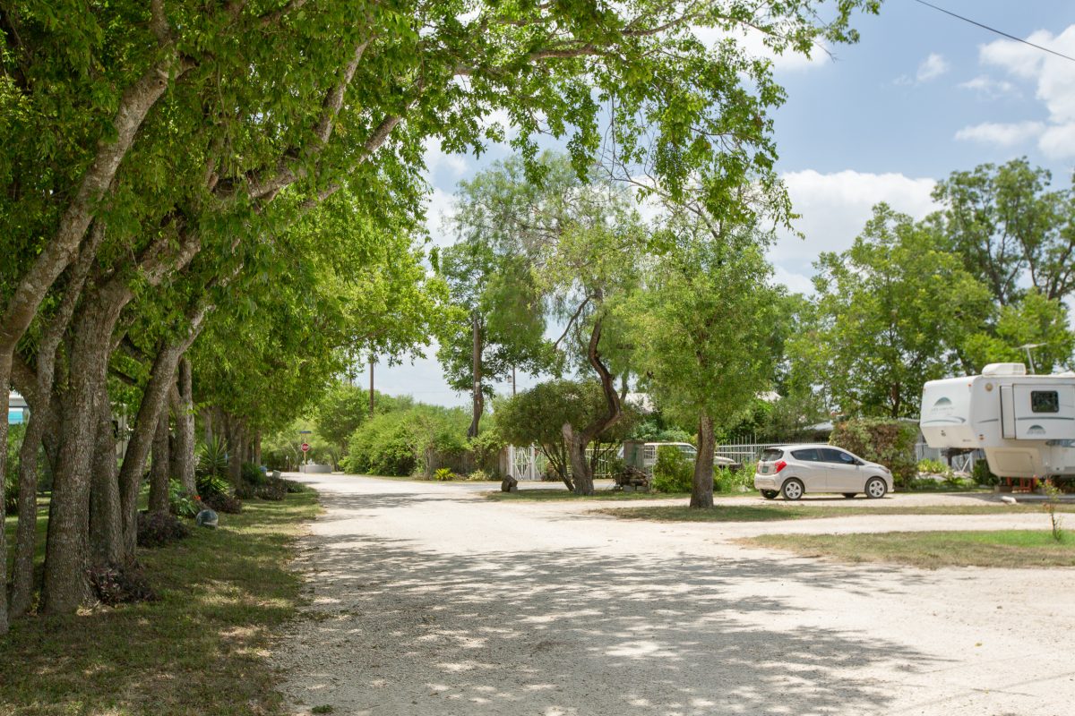 RV sites at Hidden Valley RV Park in Von Ormy, Texas.