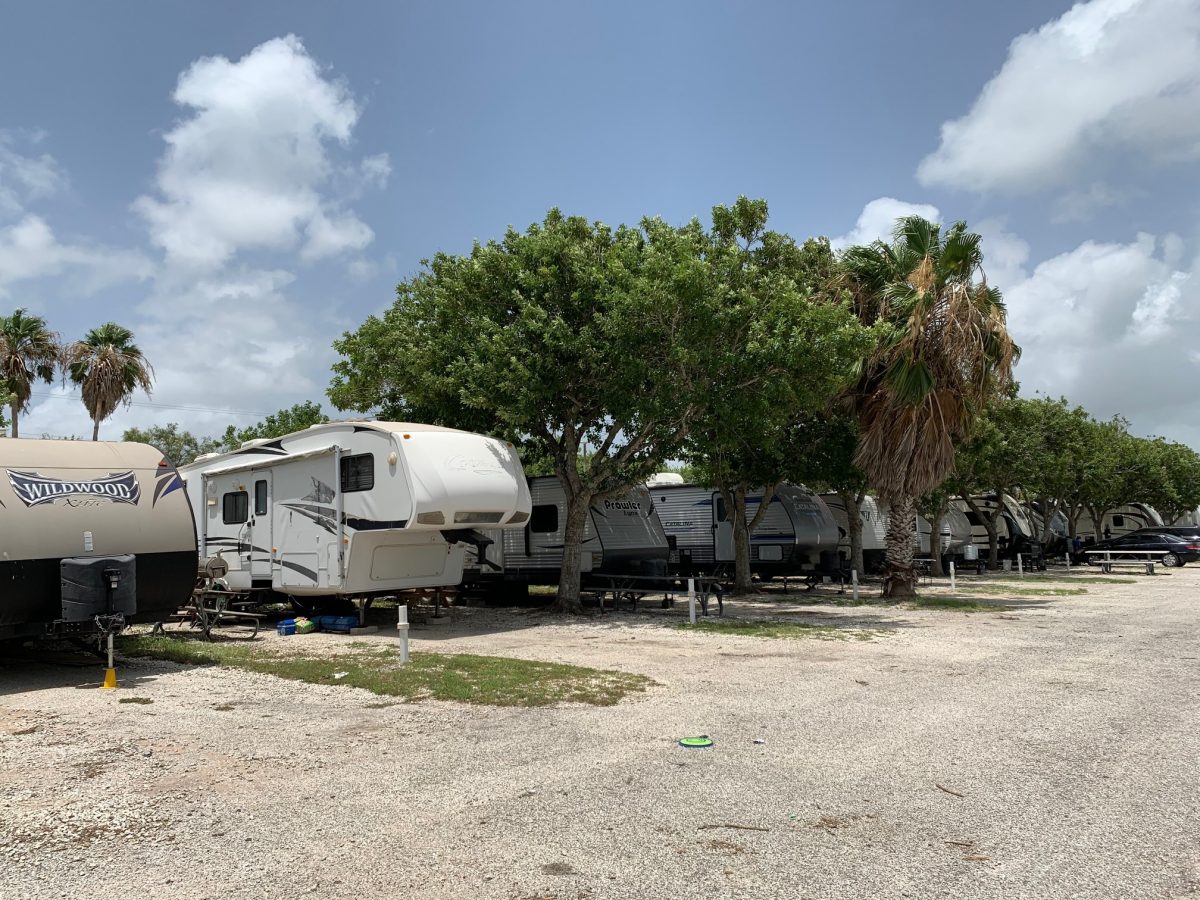 RV sites at Lighthouse Beach RV Park in Port Lavaca, Texas.