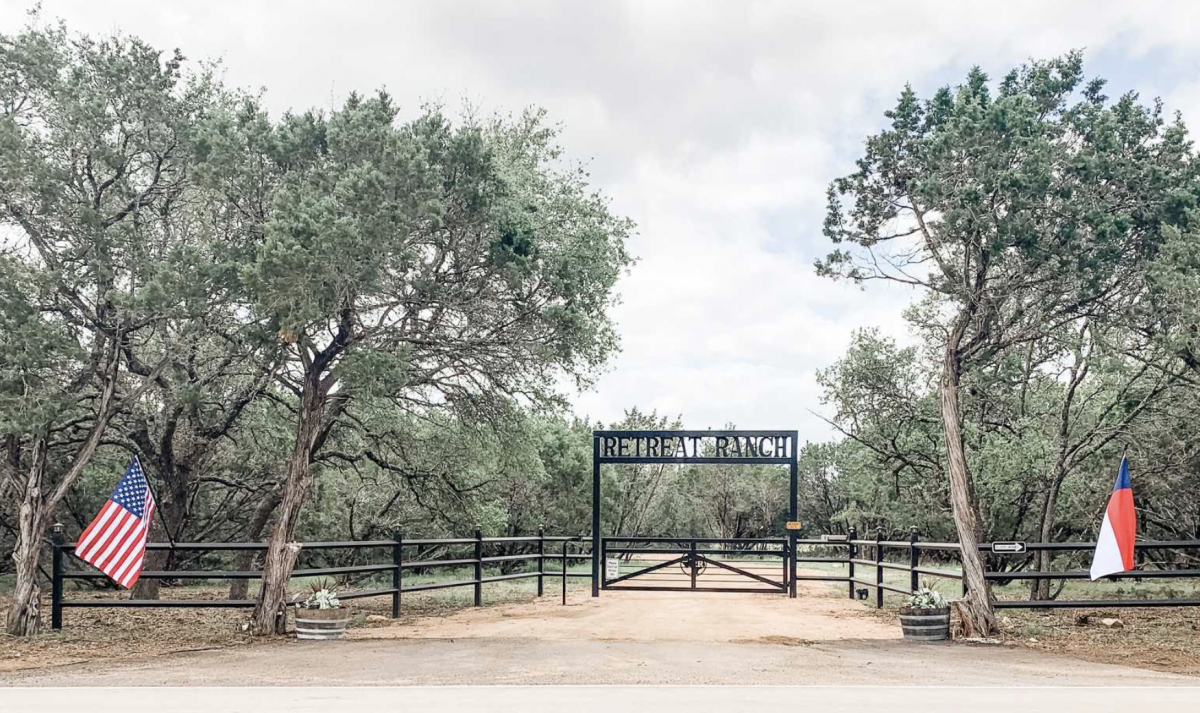 The entrance at The Retreat Ranch in Marble Falls, Texas. 