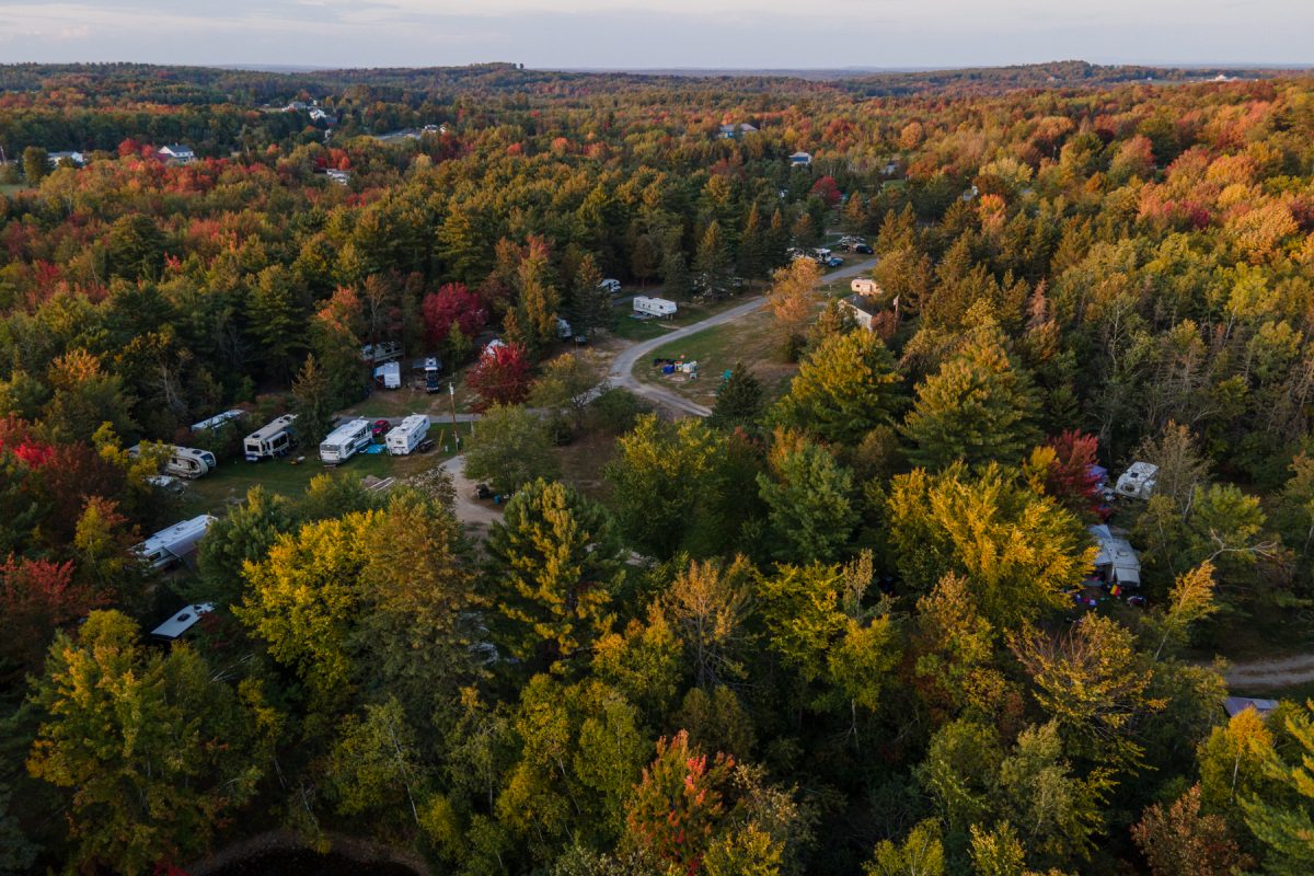 An aerial view of Pleasant Hill Campground in Hermon, Maine.