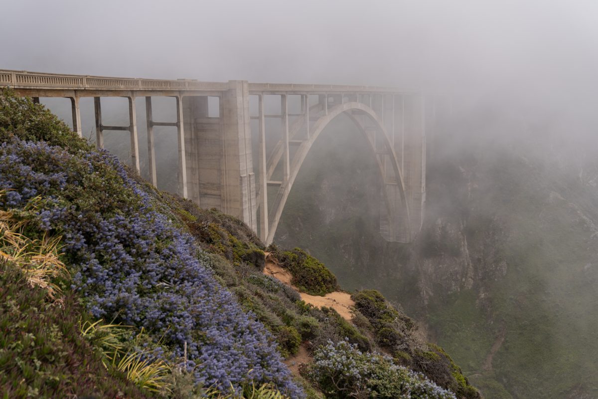 A foggy Bixby Bridge in Big Sur, California.