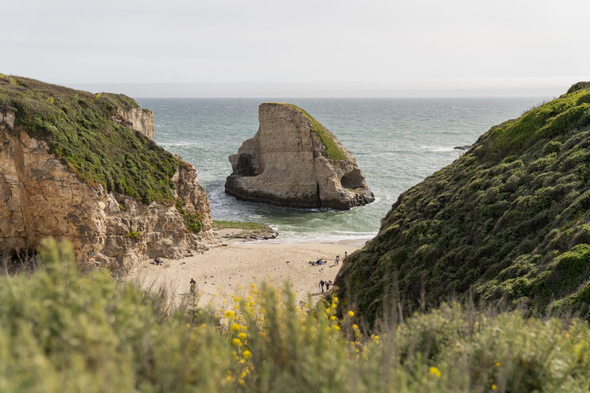 The shark fin at Shark Fin Cove Beach near Santa Cruz, California.