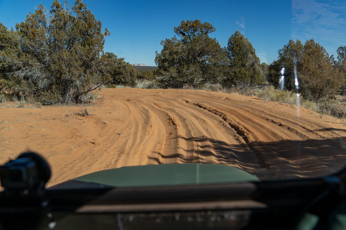 The thick sandy trail of the Peek-A-Boo Slot Canyon trail that's located outside of Kanab, Utah.