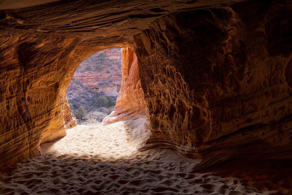 The inside of the sand caves near Kanab, Utah. Hiking up to the caves is one of the best things to do in Kanab, Utah.