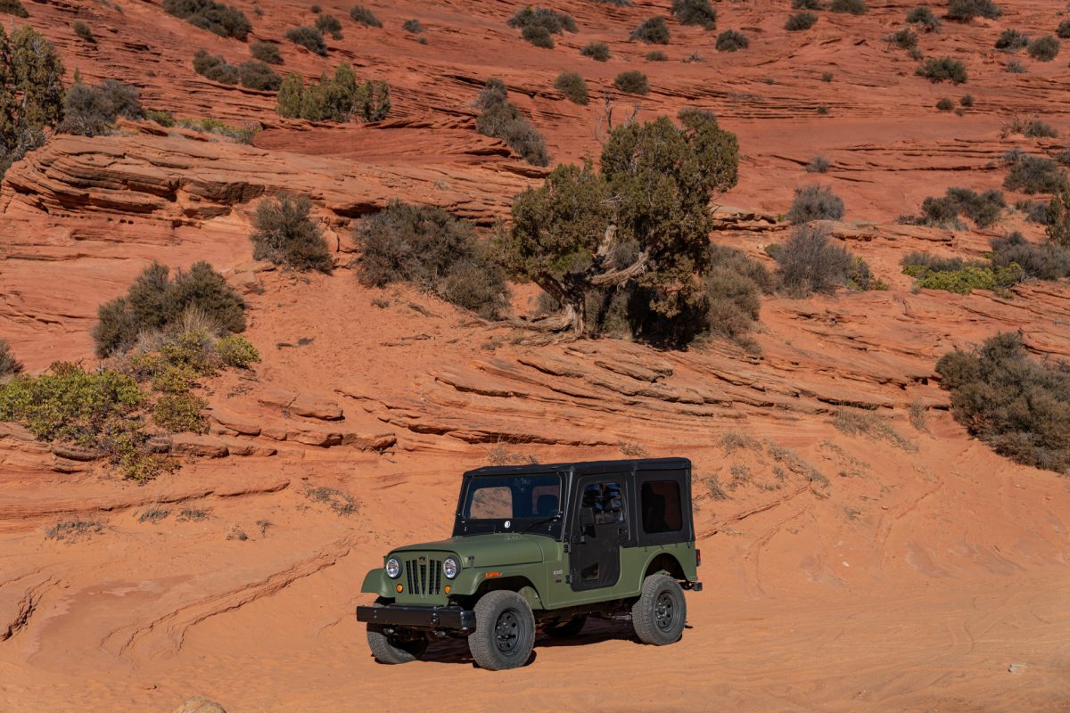 A ROXOR off-road vehicle parked outside of Peek-A-Boo Slot Canyon that's a popular destination when visiting Kanab, Utah.