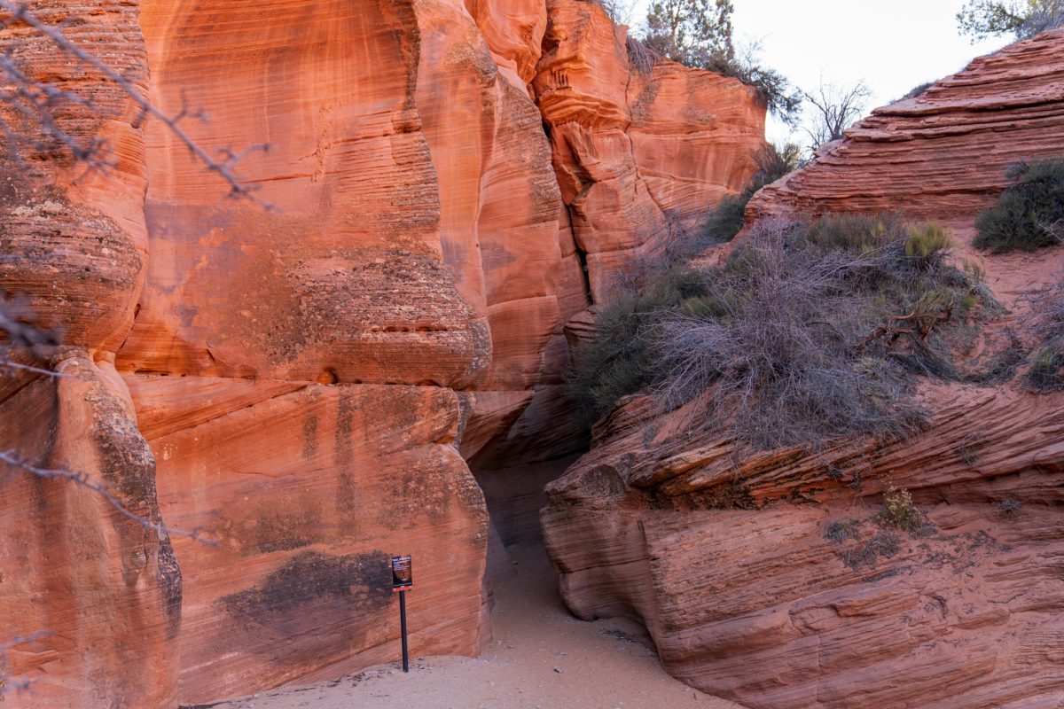 The entrance to Peek-A-Boo Slot Canyon, one of the best things to do and see when visiting Kanab, Utah.