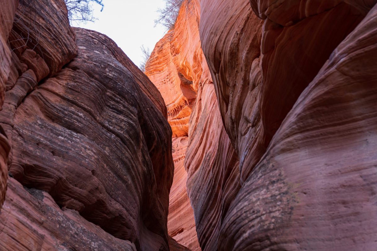 The inside of Peek-A-Boo slot canyon, a popular thing to do near Kanab, Utah.