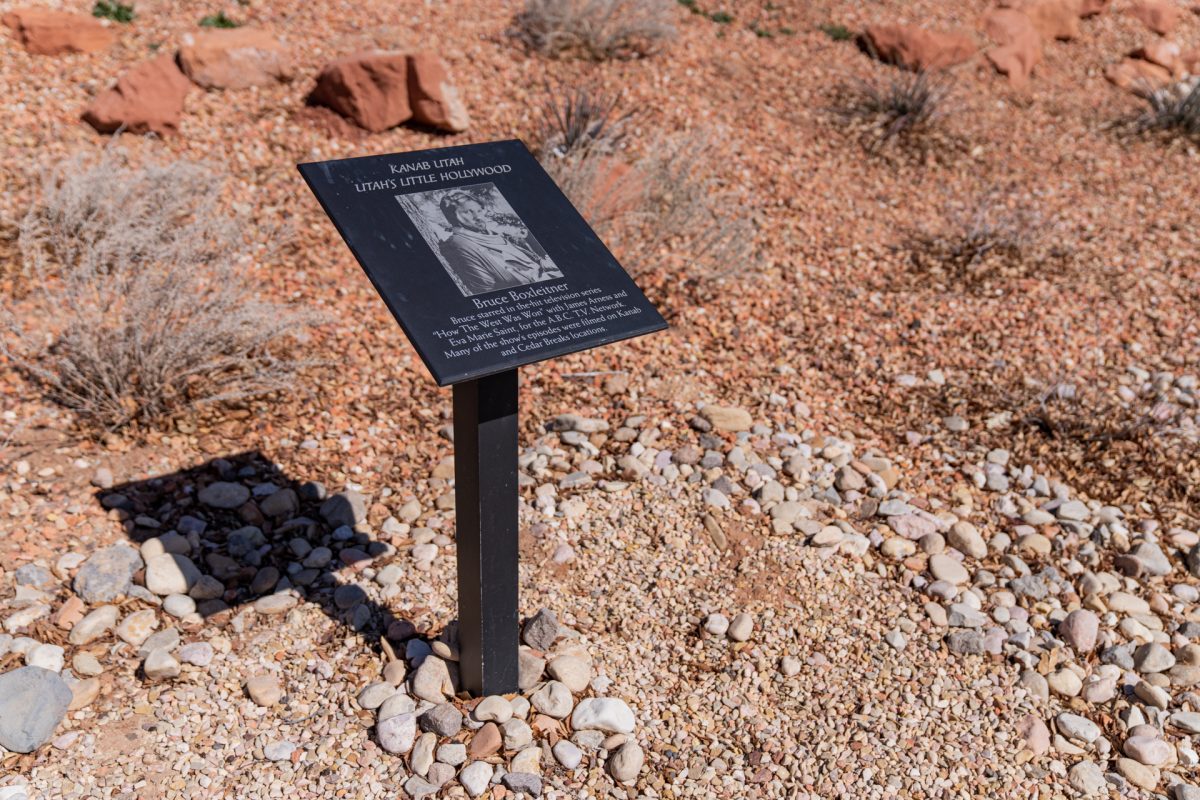 A Utah's Little Hollywood Plaque in downtown Kanab, Utah.