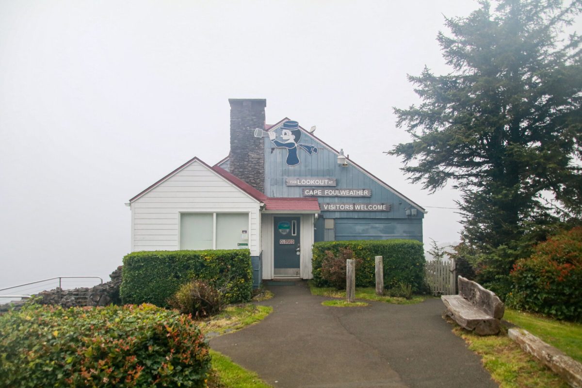 The facade of the lookout at Cape Foulweather along the Pacific Coast of Oregon.