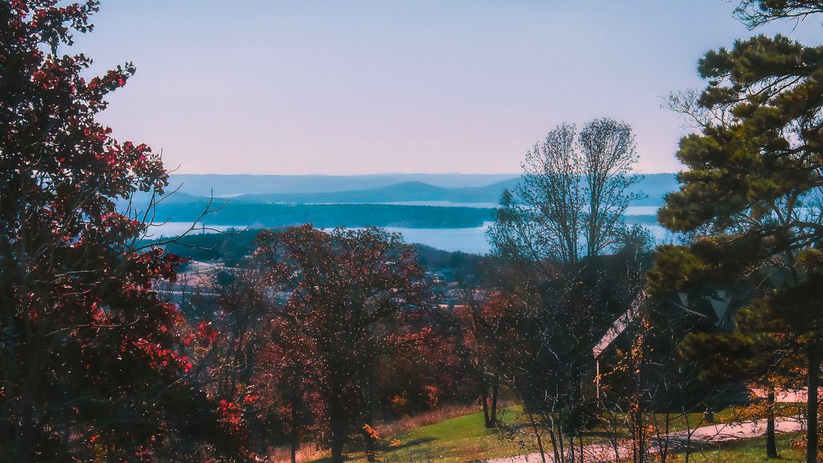 View of the Ozark mountains in fall 