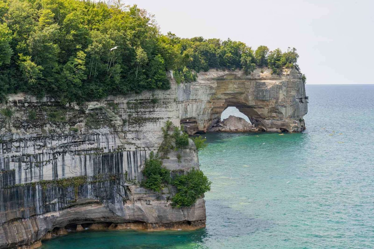 The Pictured Rocks National Lakeshore coastline in Michigan. 