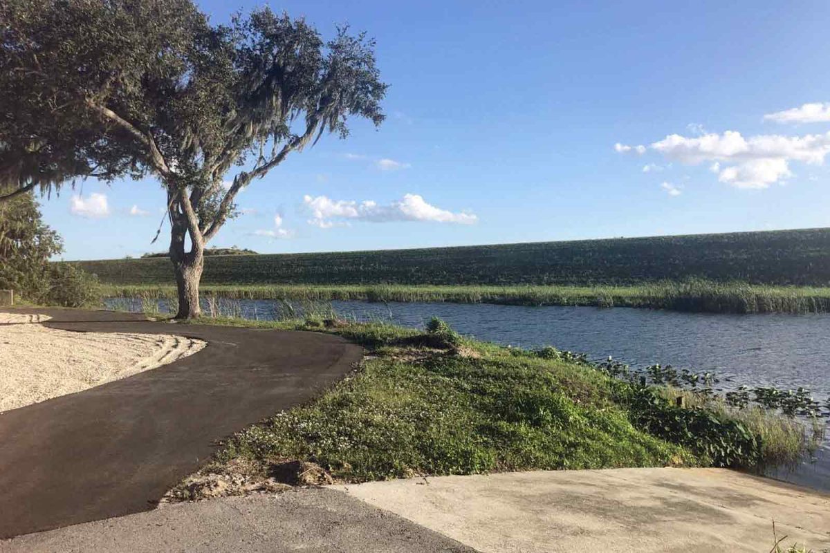 The view of the canal at Lake Okeechobee RV park. 