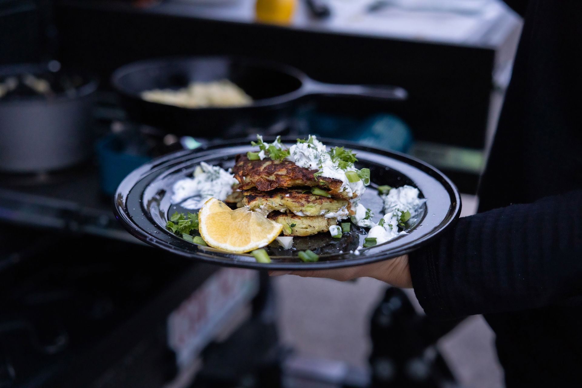 Zucchini and Potato Fritters With Zingy Yogurt Sauce