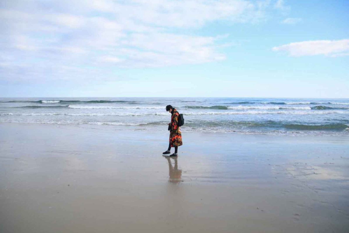 Person walking the beach at Assateague Island 