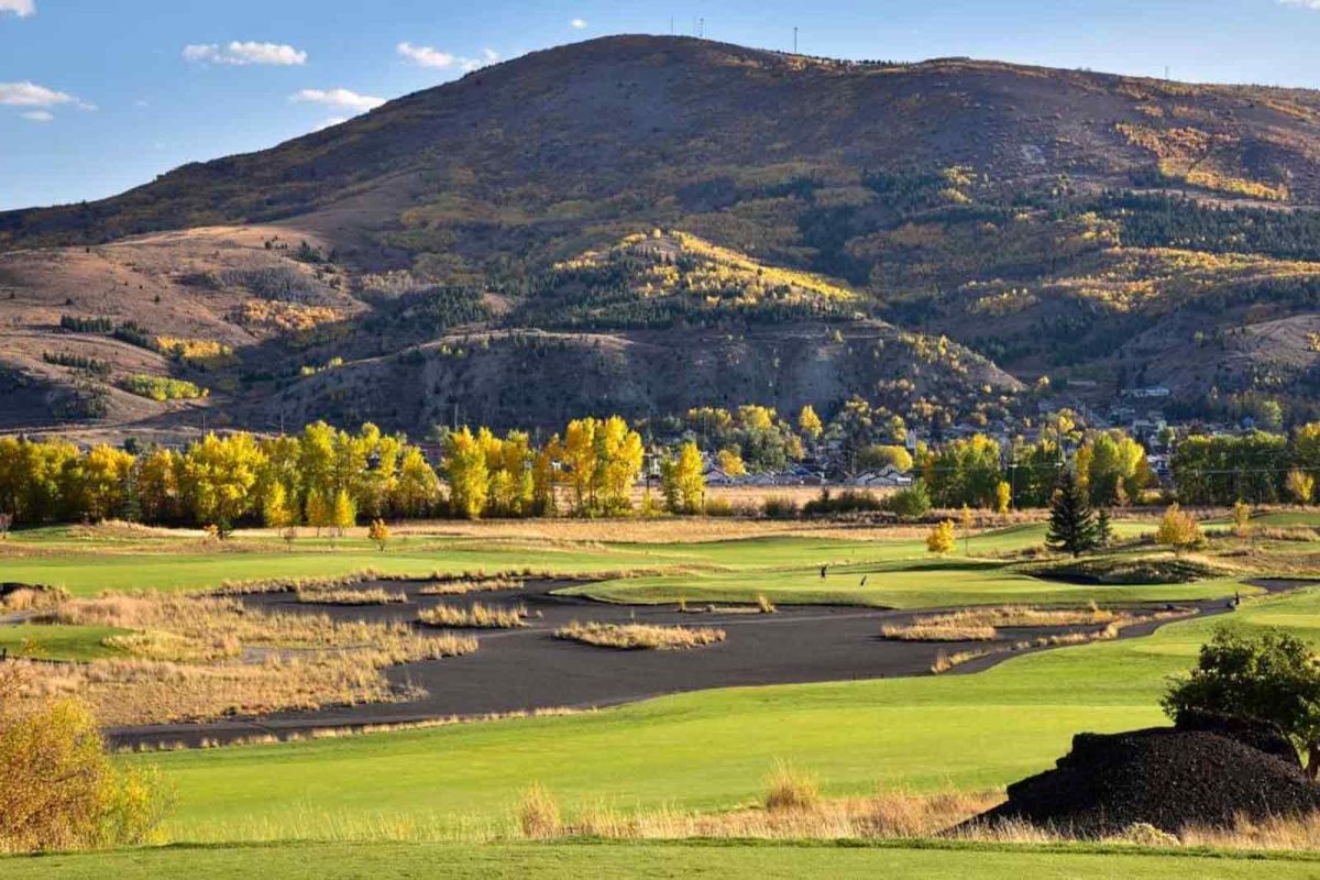 Fall foliage and the surrounding mountainside near Copper Court RV Park