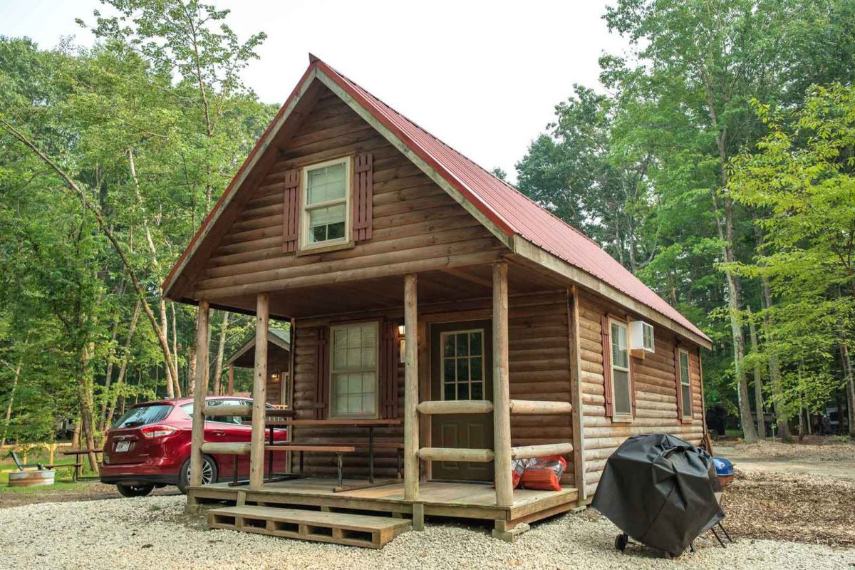 cabin in campground in woods