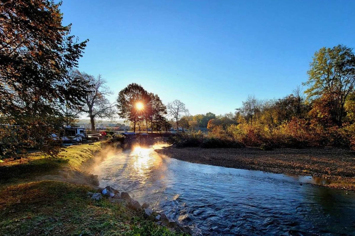 RV campground by river near NFL stadium