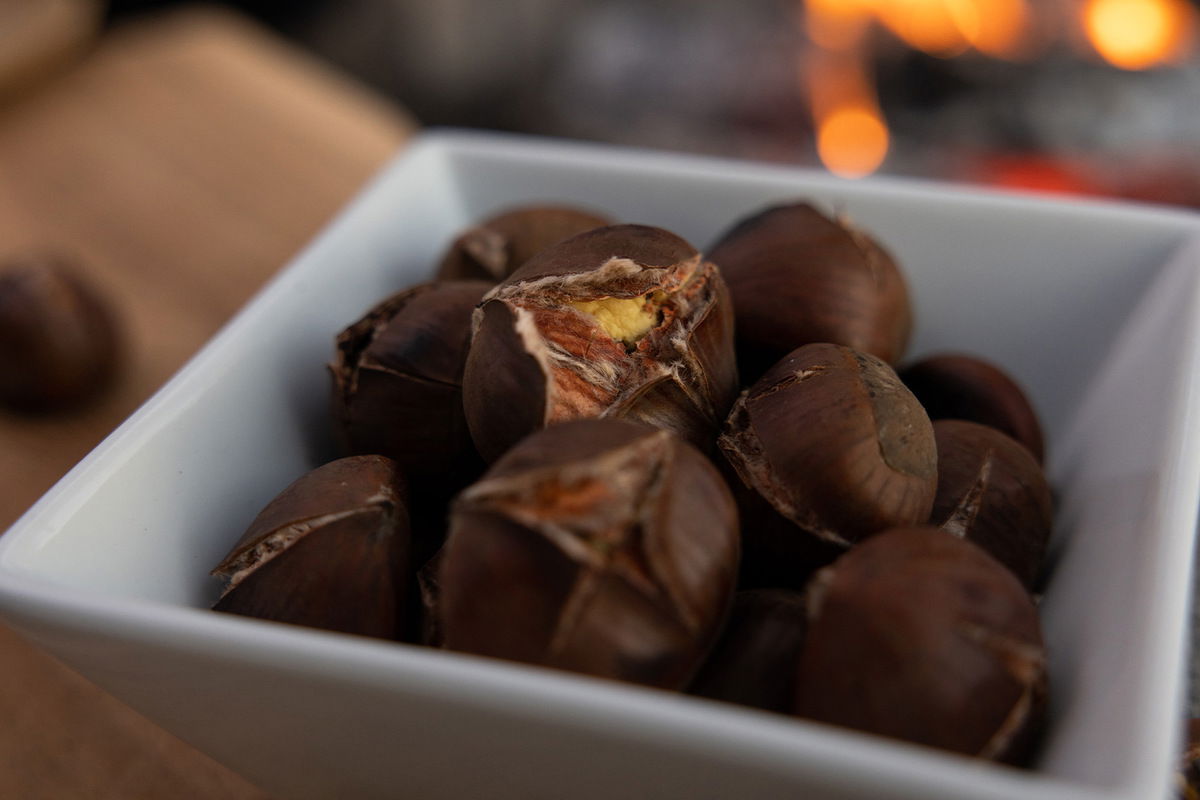 roasted chestnuts in a dish