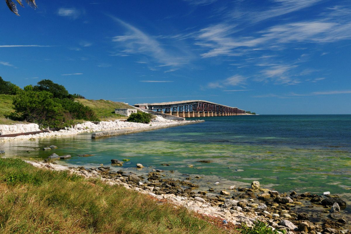 bridge over water in Florida Keys, one of the best places to camp