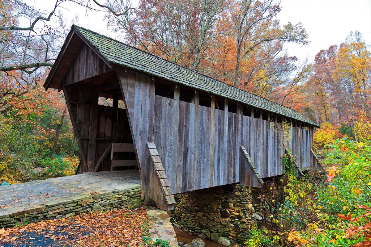 bridge with shed built around it