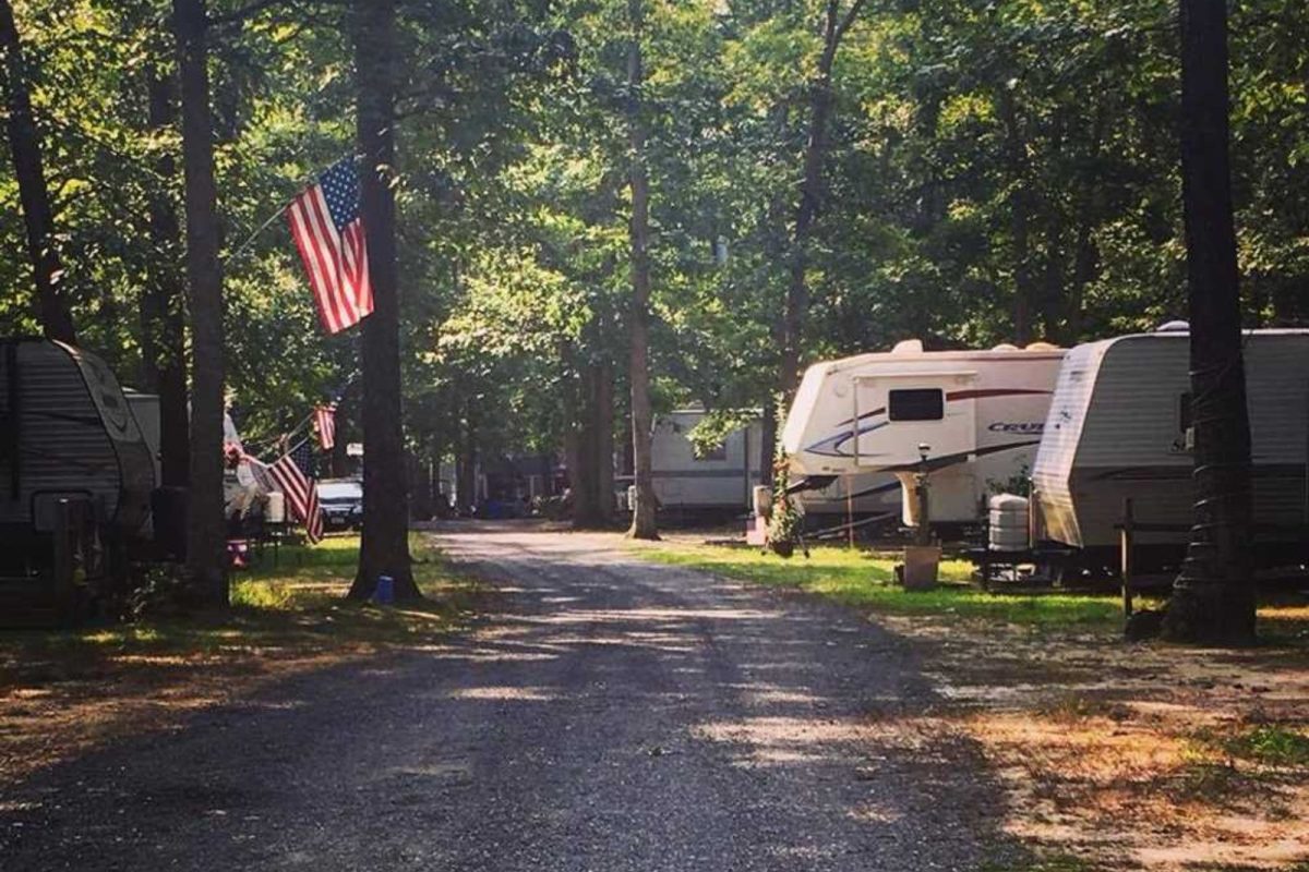 road passing through with RVs on each side