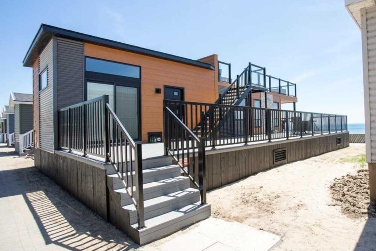 modern cabin at Buffalo campground on shore