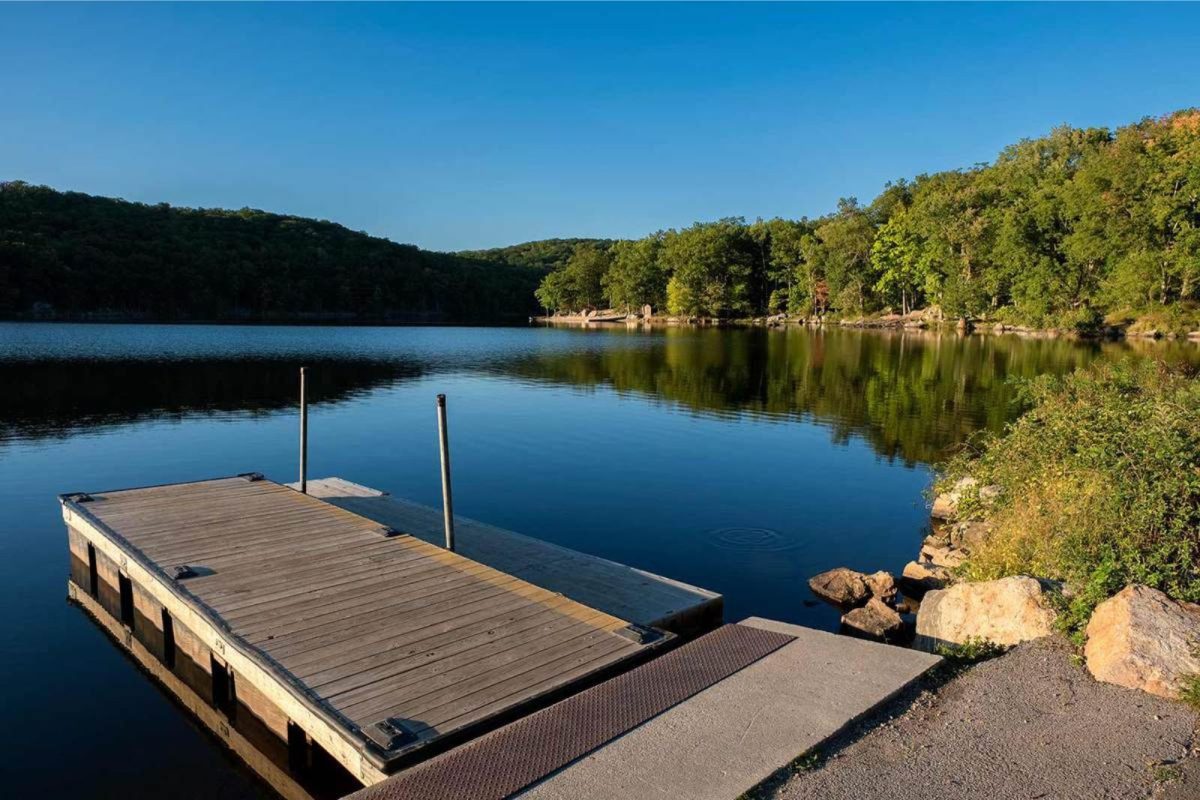 small pier and water at Harriman State Park