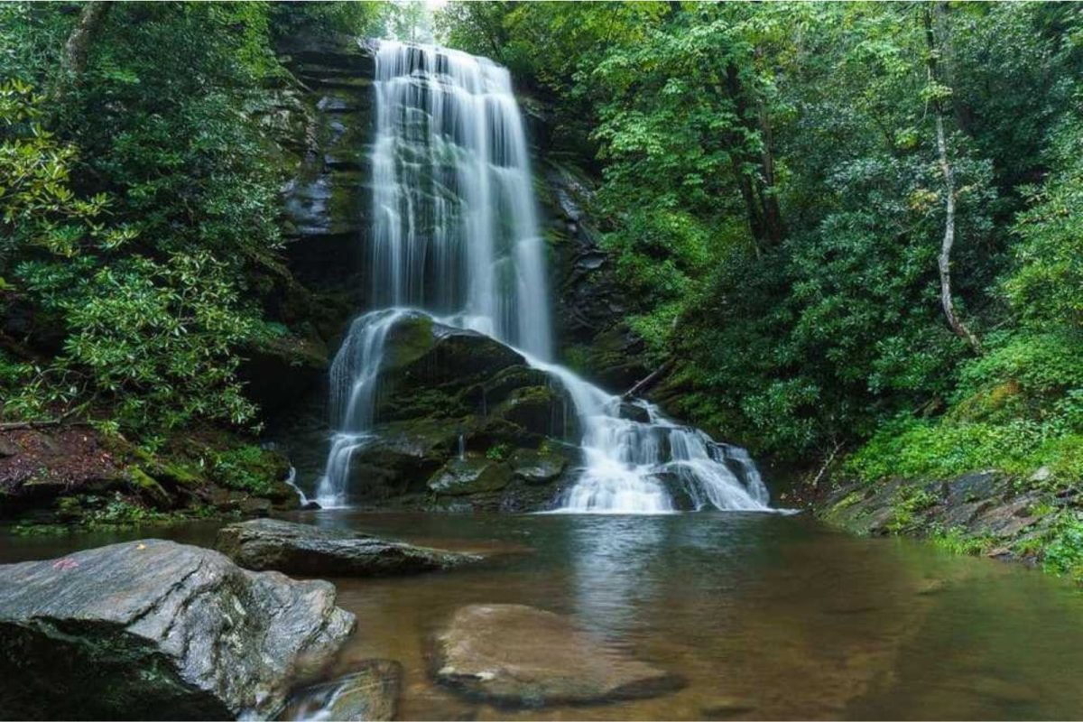 waterfall near Asheville campground