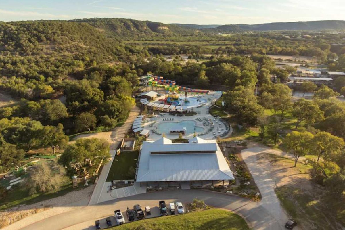 aerial view of Camp Fimfo campground, a winter camping destination