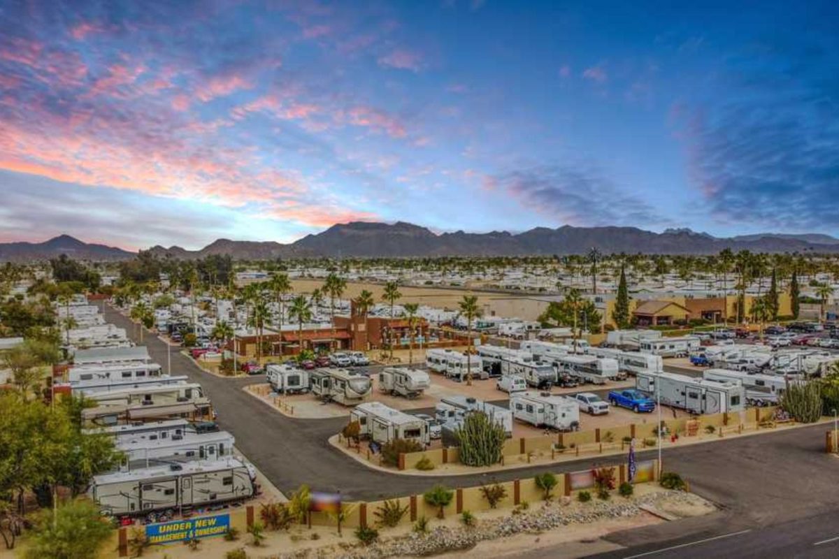 aerial view of Mesa Sunset RV Resort