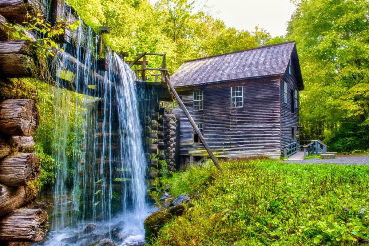 Mingus Mill and cascade at Great Smoky Mountains National Park near Pigeon Forge