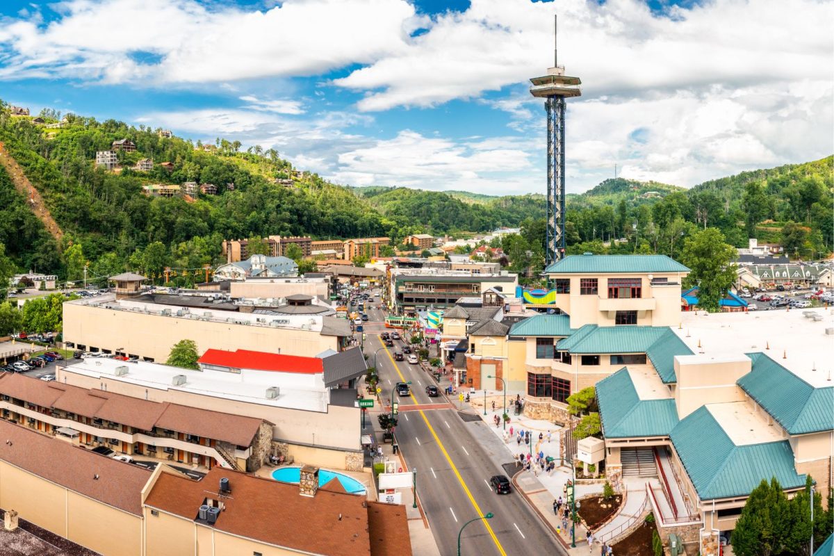 aerial view of Gatlinburg near Pigeon Forge